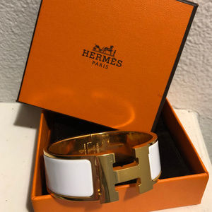 Hermes White Clic Clac H Bracelet